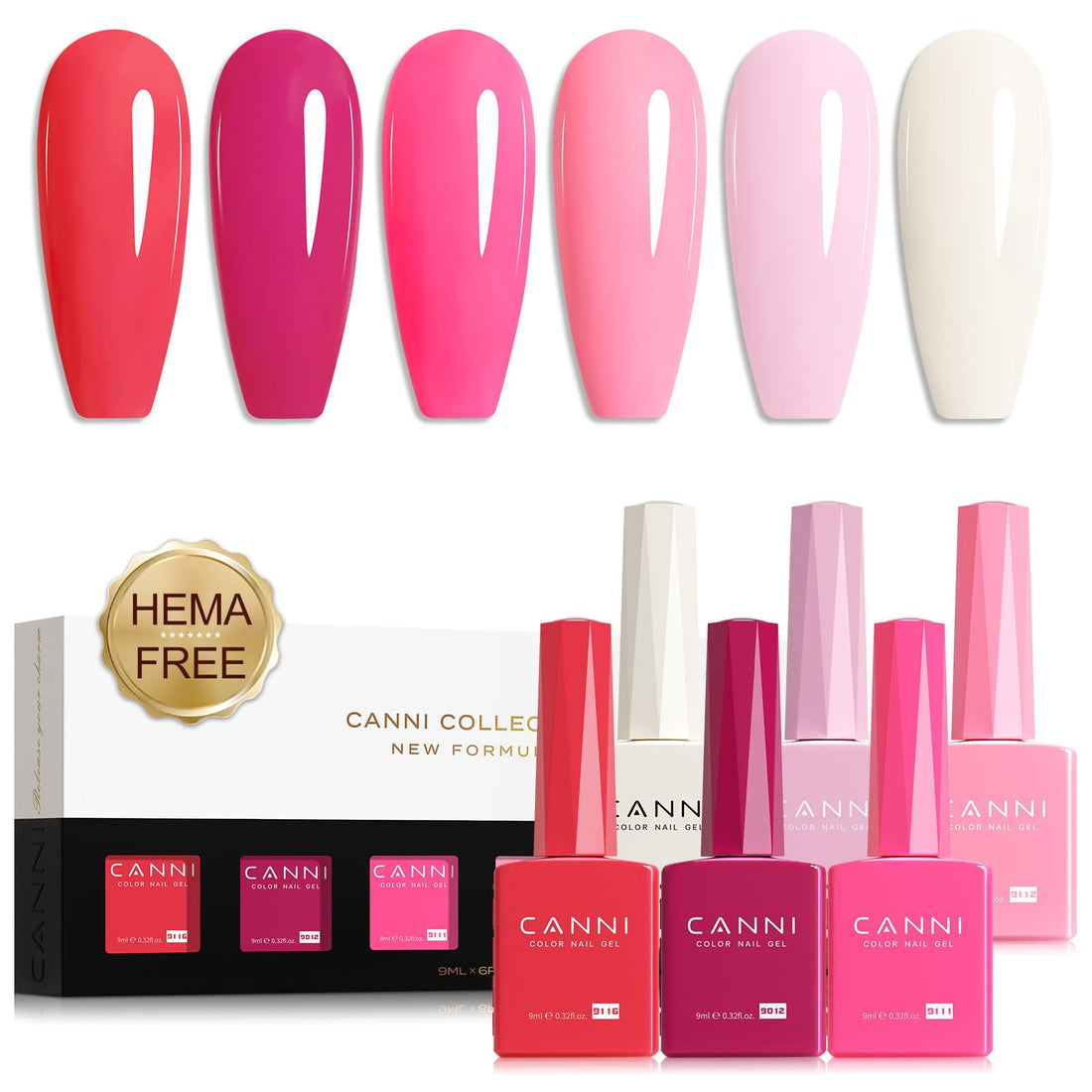 CANNI 9ml Hema-Free Gel Nail Polish Set- 6Pcs from BELLE GAGA Nail Gel Manicure Kit, Soak Off LED Polish DIY at Home Salon Gifts for Women Girls (2321, 6pcs Set)