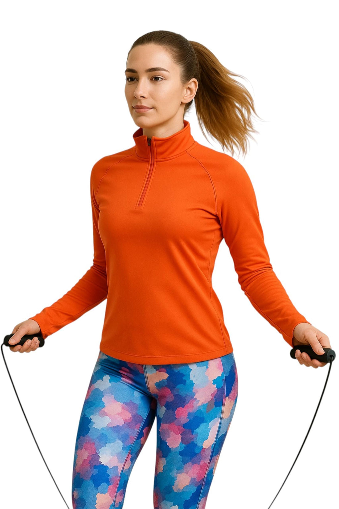 MIZA Women's Long Sleeve Sports T-Shirt – Light and Comfortable Breathable Fabric – Perfect for Running, Fitness and Daily Sports Activities Half Zip