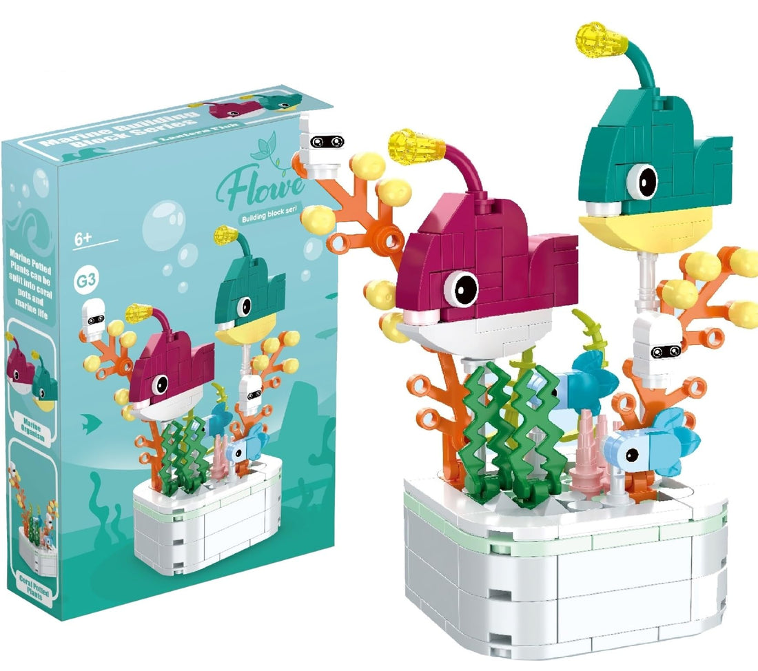 TOYS LAND Ocean Animal Building Blocks Toys Sets, 174PCS Lanternfish Potted Plant Sea Animal Building Blocks,Mini Building Sets Toys for Home Office Decor,Birthday Gift for Adults & Kids (Lanternfish)