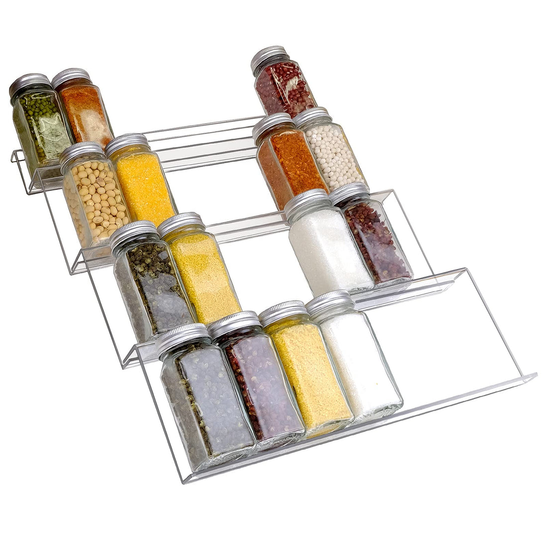 Best Media Acrylic Spice Drawer Organizer, 4-Tier Rack With Adjustable Design, Clear Spice Organizer, 1 Pack, Ideal for Kitchen Organization, Drawer or Countertop Storage, Durable & Stylish