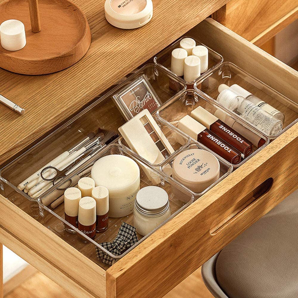 8-Piece Clear Acrylic Drawer Organizer Set for Kitchen, Vanity, and Office – Premium Durable Multi-Purpose Storage Trays for Tidy and Stylish Home Organization