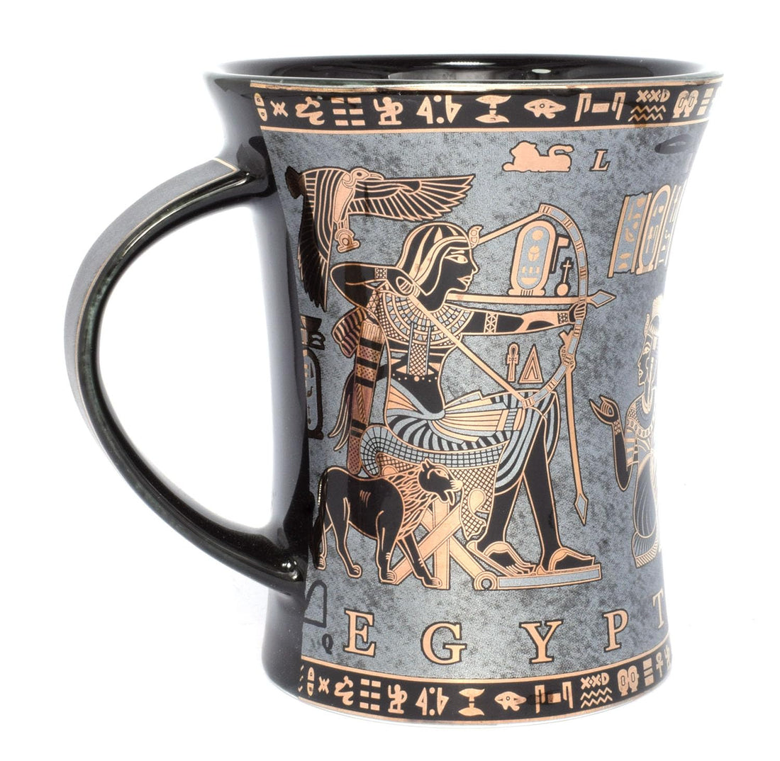 immatgar pharaonic Decorative mug ancient Egyptian souvenirs gift for women and men from Egypt - mother day gifts (Chariot - Black - Gray - 350 MM)