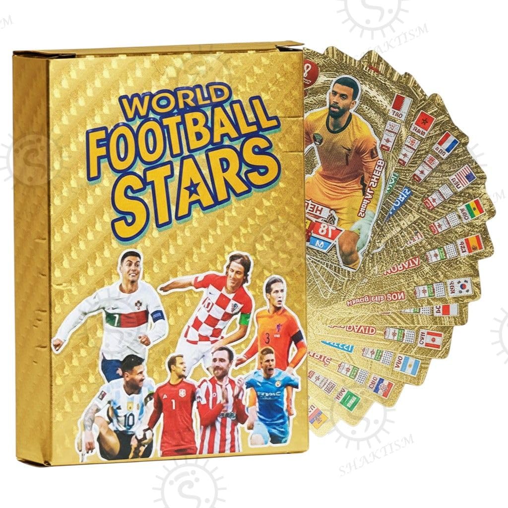 SHAKTISM World Football Star Gold Cards, 2024 World Cup Trading Card, UEFA Champions League, Pack of 55
