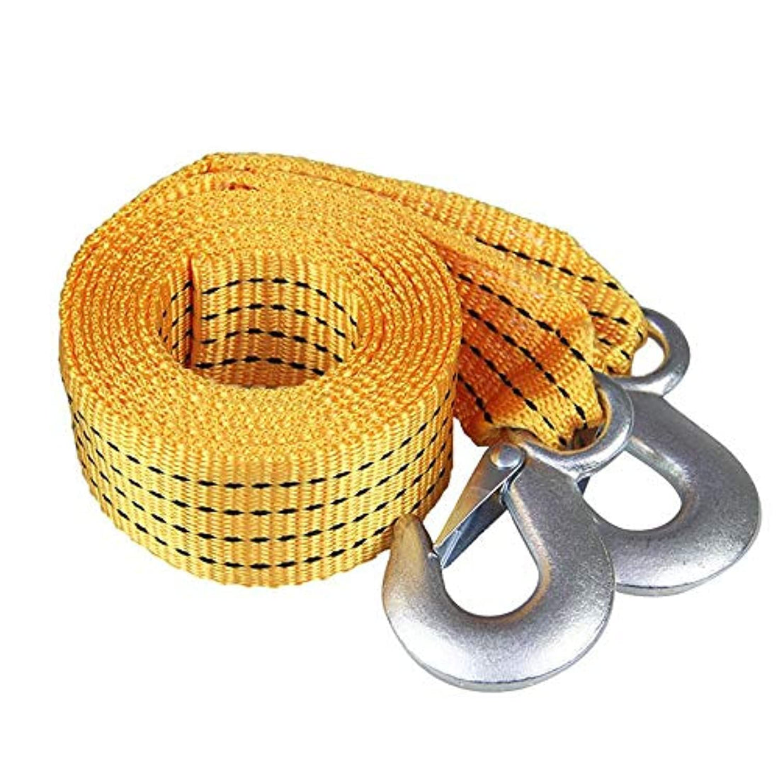Tow Strap Car Nylon Rope with Safety Hooks (3m x 50mm, Yellow)