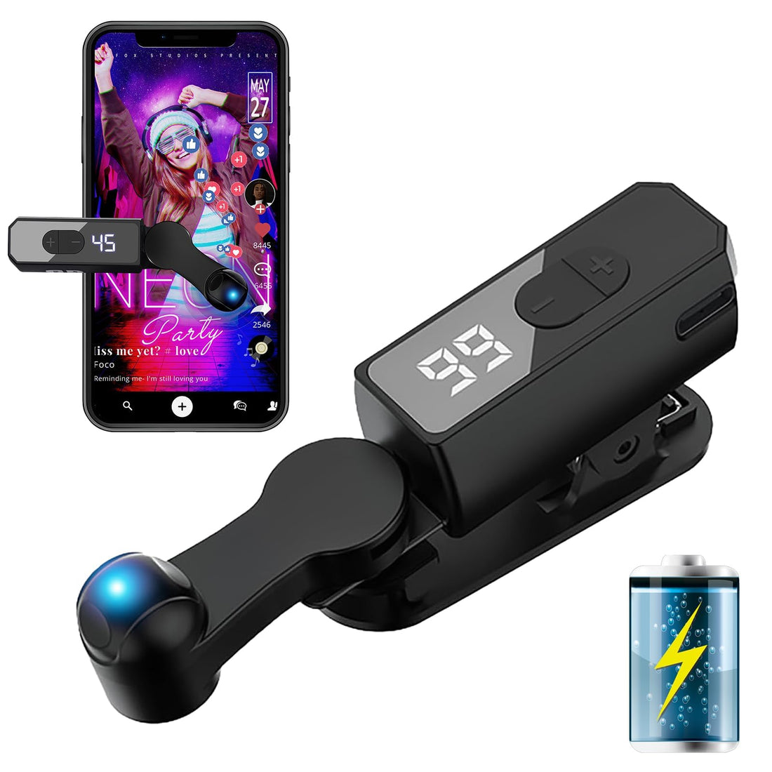 Portable Auto Clicker for iPhone iPad Android Built-in Battery with Strong Battery Life Hands-Free Silent Operation Handy, Auto Tapper for Tiktok Live,Gaming,Likes & Reward Tasks (Black)