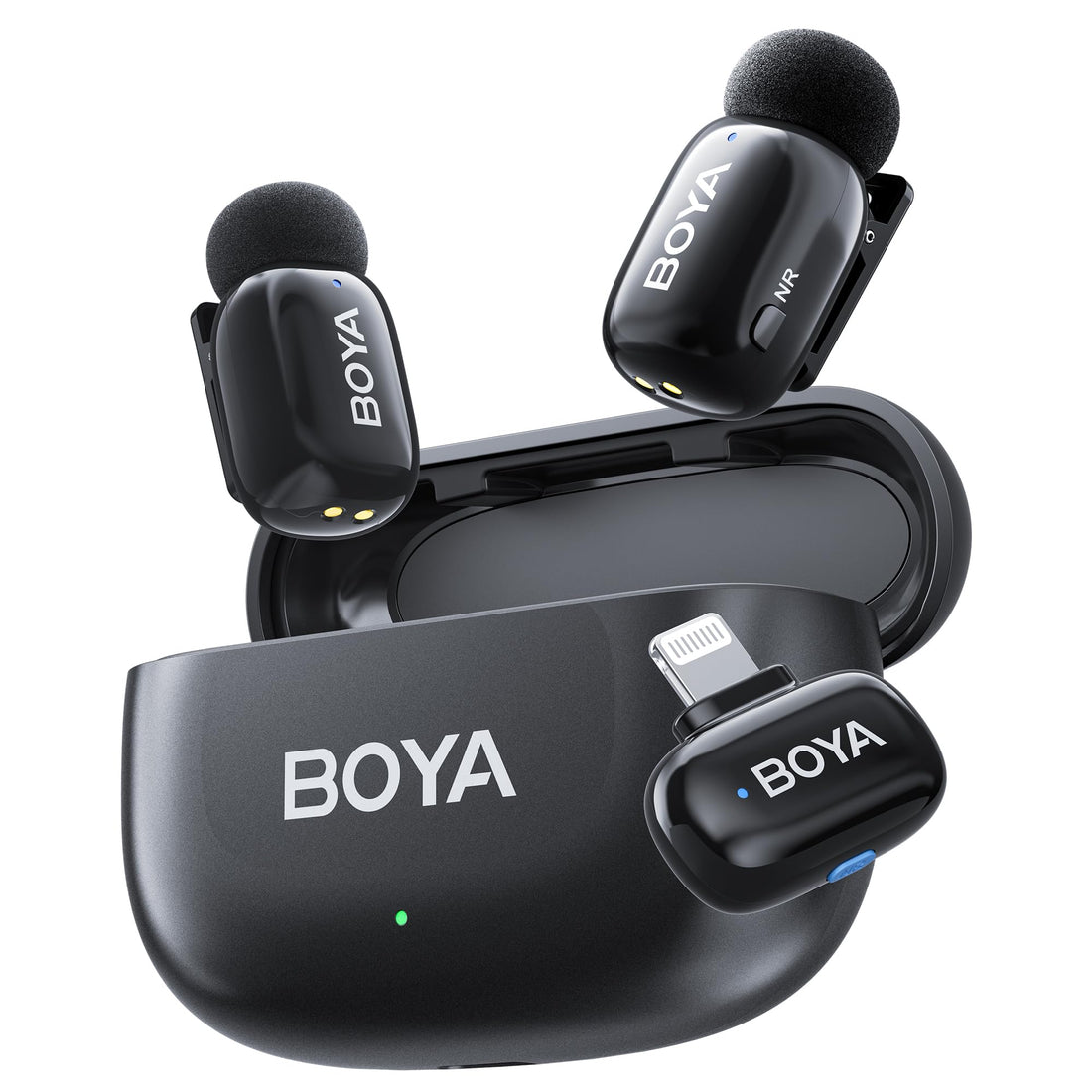 BOYA Mini 2 Wireless Lavalier Microphone with AI Noise Cancellation, App Control, 30H Battery Charging Case - for iPhone, Video, Podcasts, Vlogging, TikTok, YouTube
