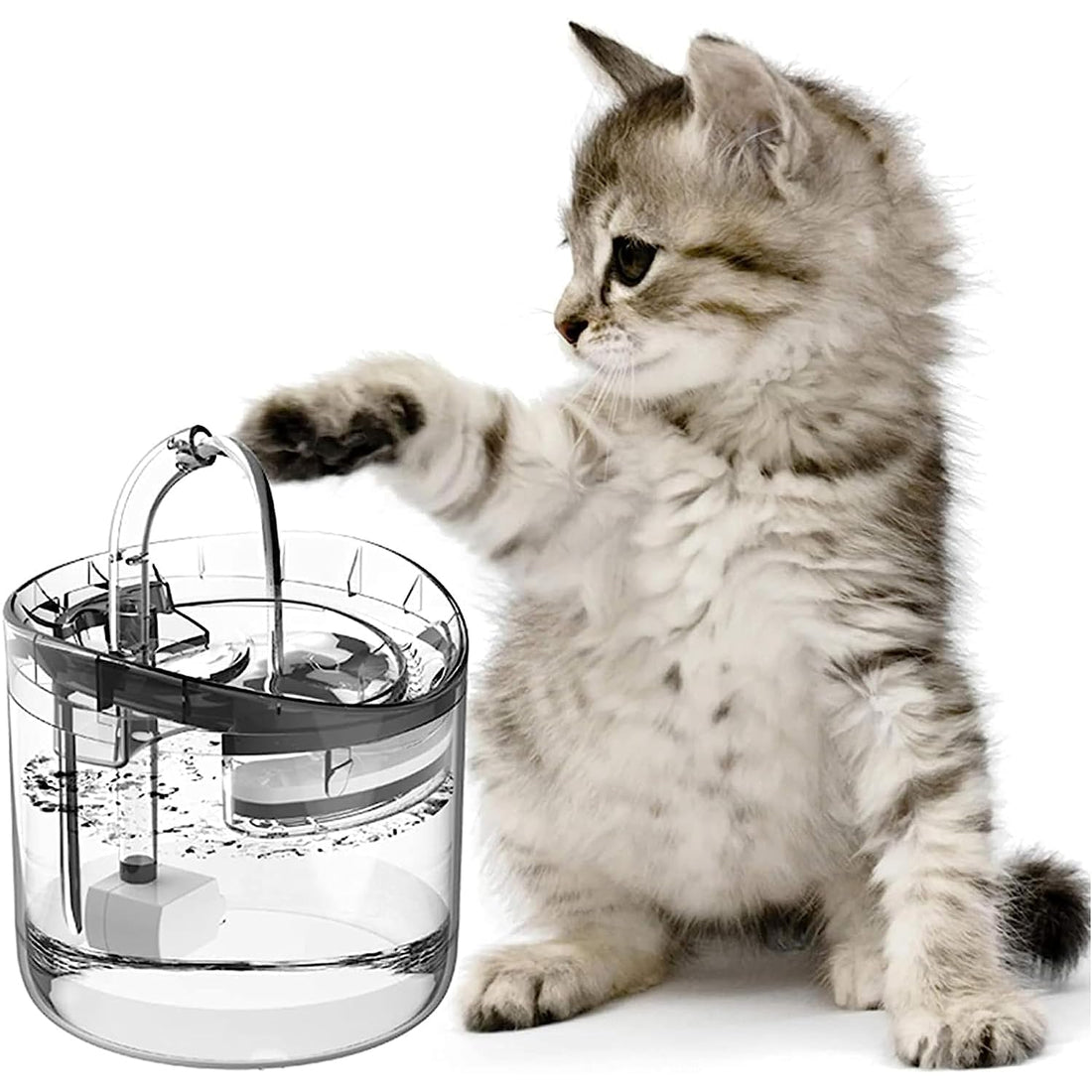 Sausiry LP100 Cat Water Fountain, Dog Water Dispenser, Automatic Pet Drinking Fountain with Faucet Kits, 64oz/1.8L Super Quiet, Transparency
