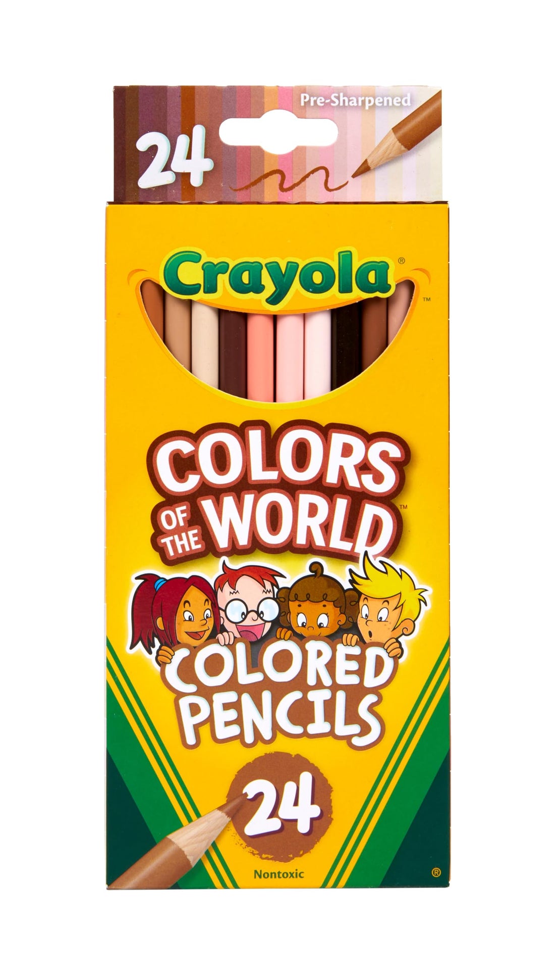 Crayola Colours of the World Coloured Pencils, Pack of 24, Assorted Multicultural Colours in Skin Tones, 68-4607