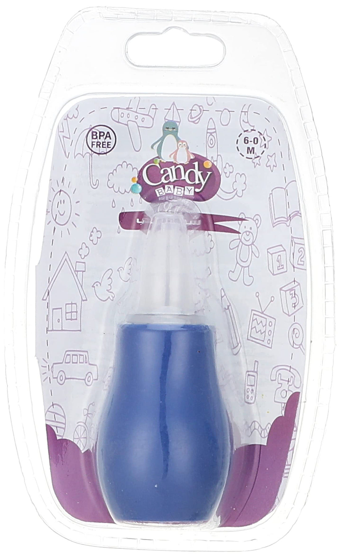 Candy Baby Nasal Aspirator BPA Free For Boys-Blue-0-6 Month