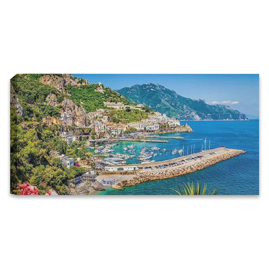 Italy Amalfi Coast Landscape Painting Poster Resort Sea View Wall Art Wall Art Paintings Canvas Wall Decor Home Decor Living Room Decor Aesthetic 20x40inch(50x100cm) Frame-style