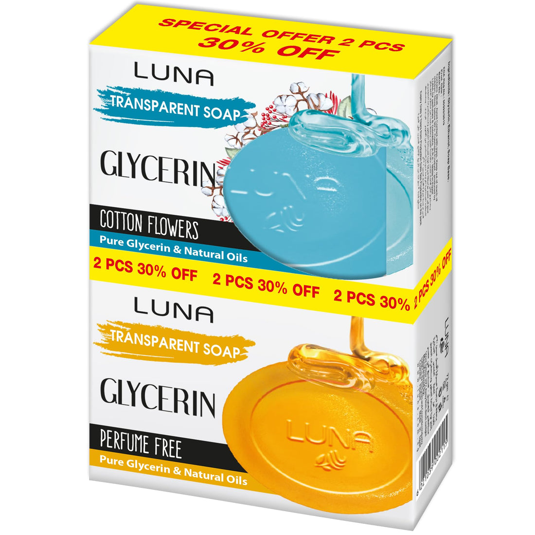 Luna Offer Glycerine Soap Pack Of Two 72Gm Cotton Flower + Fragrance Free