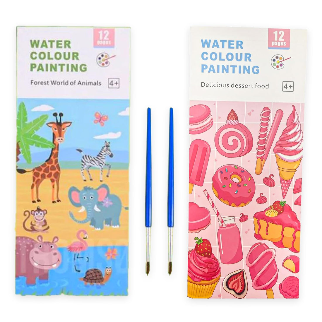 2 Pcs Magic Water Coloring Book for Kids Reusable Water Coloring Book with Magic Pen Kids Educational Activities and Fun Stationery (Animals)
