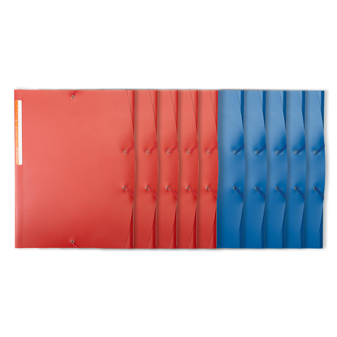 Mintra Pack of 10 A4 Premium Polypropylene 3 Flap Folders with Elastic Band, 3 Flap Plastic Folder, Red/Blue