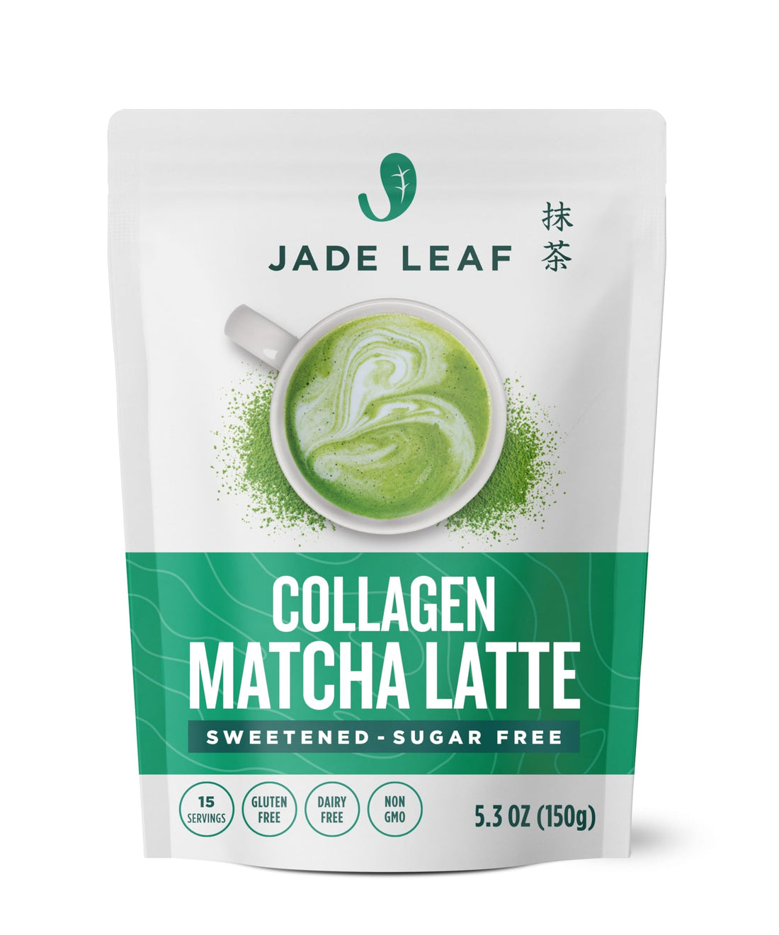 Jade Leaf Collagen Matcha Latte Mix - Monkfruit Sweetened - 5.3oz Pouch