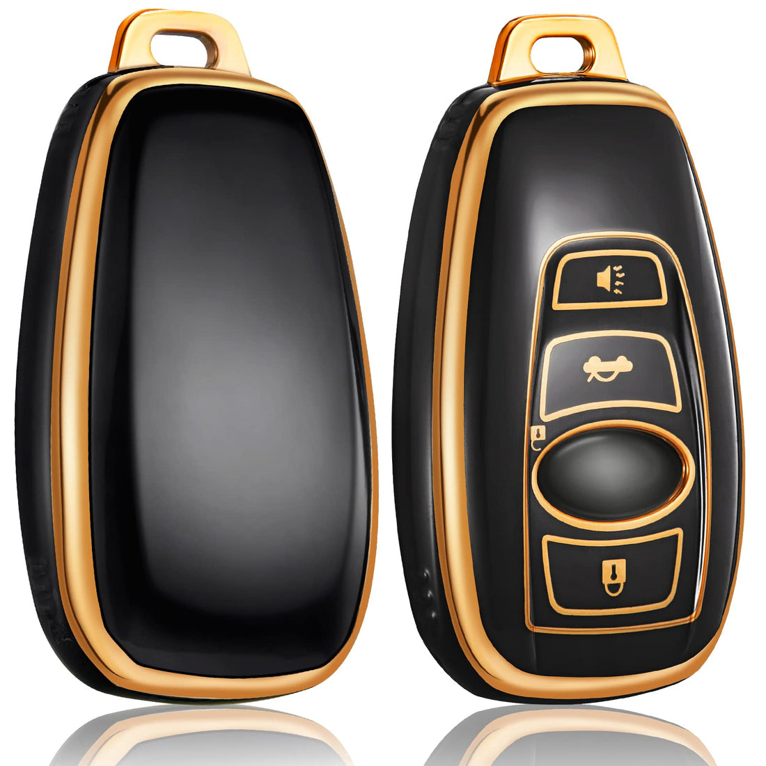 for Subaru Key Fob Cover Keychain Accessories for Outback Forester Legacy Ascent BRZ Crosstrek Impreza WRX STI XV 4 Buttons, TPU Case(Black)