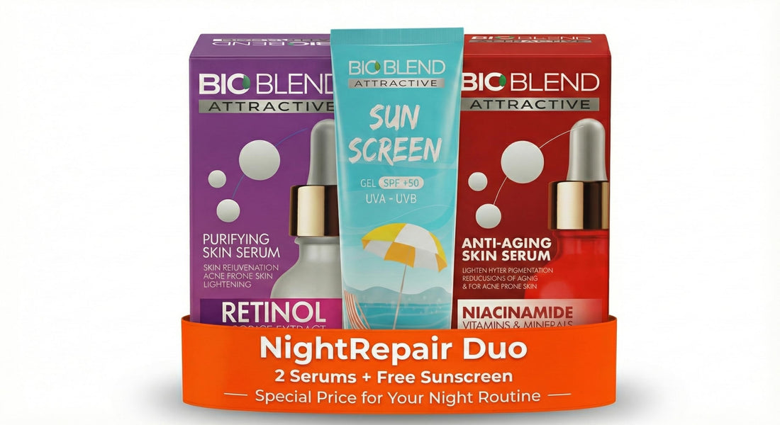 BioBlend Night Repair Duo Bundle (3 Pack) – Retinol + Niacinamide 10% + SPF 50 Gel Sunscreen Skin Care