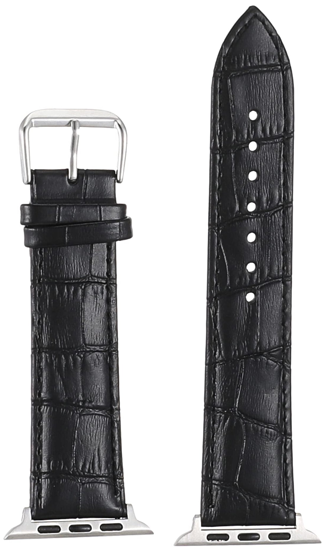 For apple watch 42/44mm leather band, crocodile texture leather strap wristband replacement compatible for iwatch 44mm/42mm, black