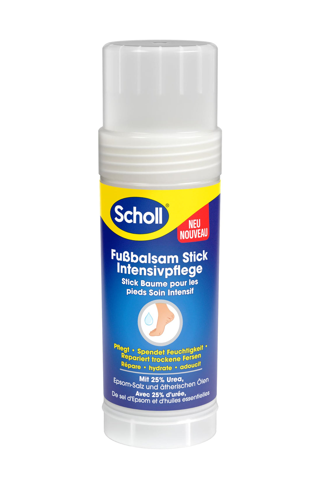 Scholl Intensive Nourishing Foot Balm Stick, for Repairing Very Dry and Cracked Heels, Intensely Moisturising for Healthy Feet with 25% Urea, Epsom Salt and Essential Oils
