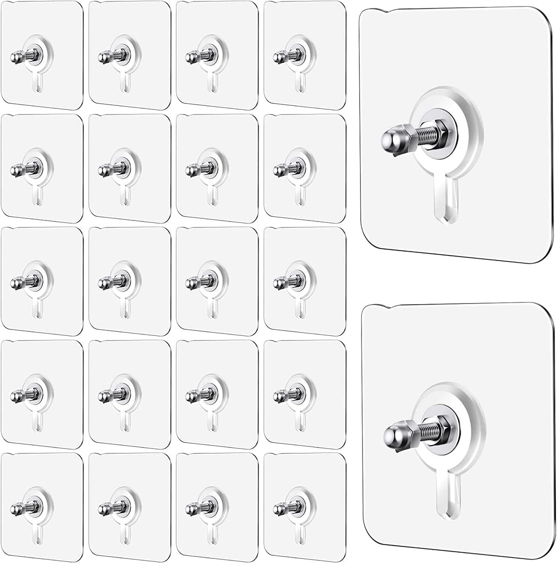 VYAKAT Wall Hooks,Adhesive Wall Screws Hanging Nails,No-Drilling Waterproof Screw Free Stickers for Hanging,Heavy-Duty Adhesive Wall Mount Screw Hooks for Kitchen Bathroom Bedroom, Plastic,Transparent