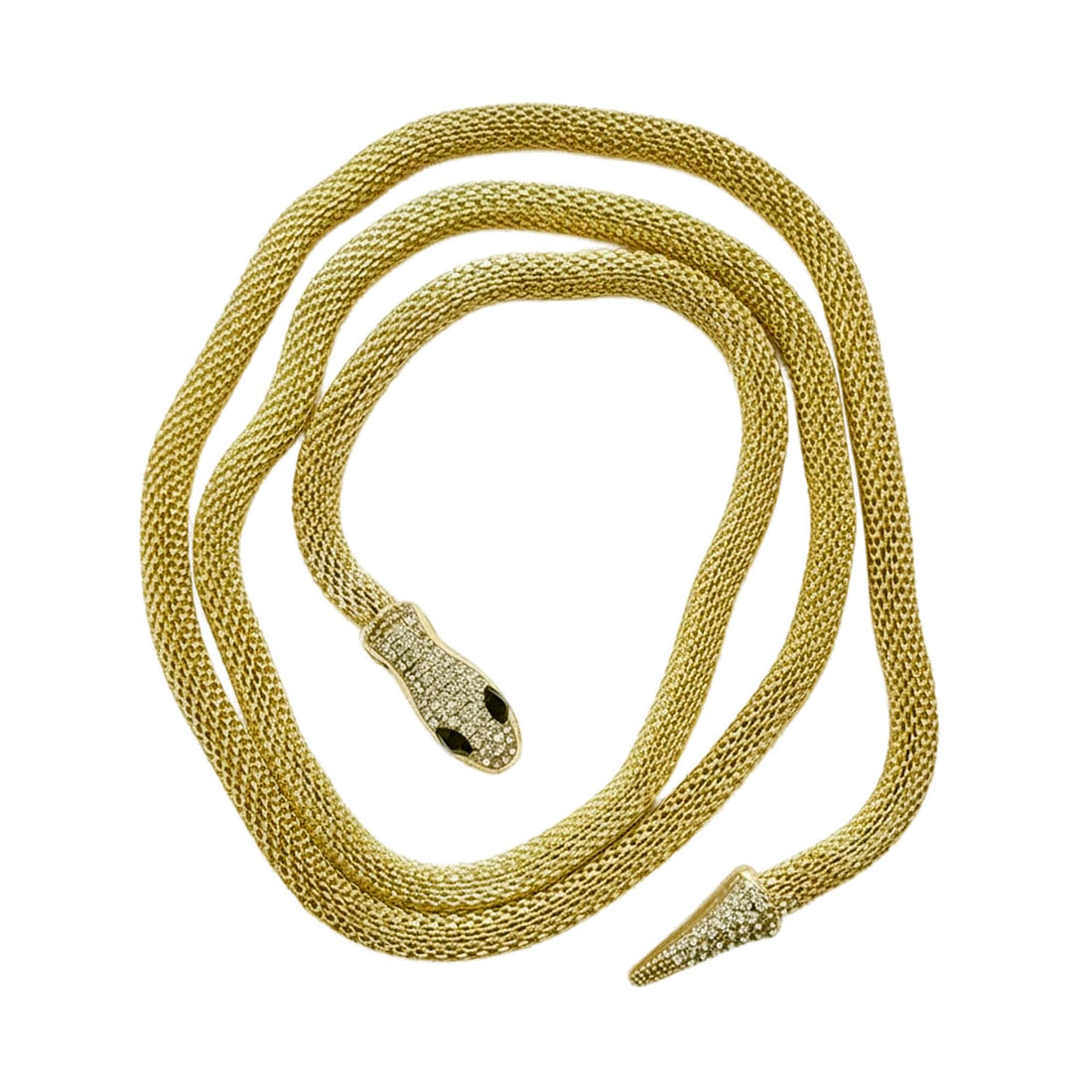 Julia Store 18K Yellow/White Gold Plated Trendy Luxury Non-Tarnish Aesthetic Exquisite Egyptian Cleopatra Vintage Snake Bendable Rhinestone Flexible Exaggerated Necklace Belt Jewelry