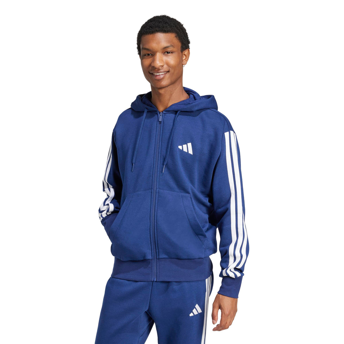 adidas Men's Essential Three Stripes Fleece Zipper Hoodie Hooded Sweatshirt (pack of 1)