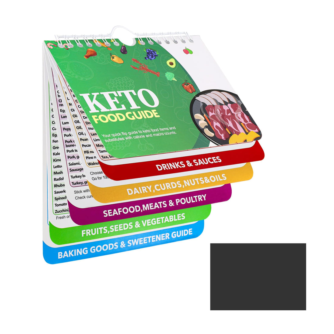 Keto Cheat Sheet, Keto Diet for Beginners, Magnets Cooking Guide Booklet, Waterproof Oil-Proof Flip Ketogenic Substitute Low Carb Recipes Cookbook Lose Weight