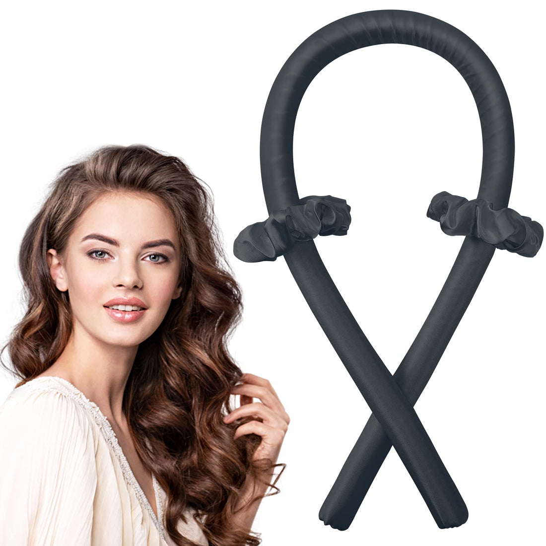 IENIN Heatless Hair Curler, Heatless Curling Rod Headband No Heat Hair Curlers to Sleep in Curl Ribbon with Scrunchies Hair Clips Overnight Hair Curlers Hair Roller for Women Long Hair Styling