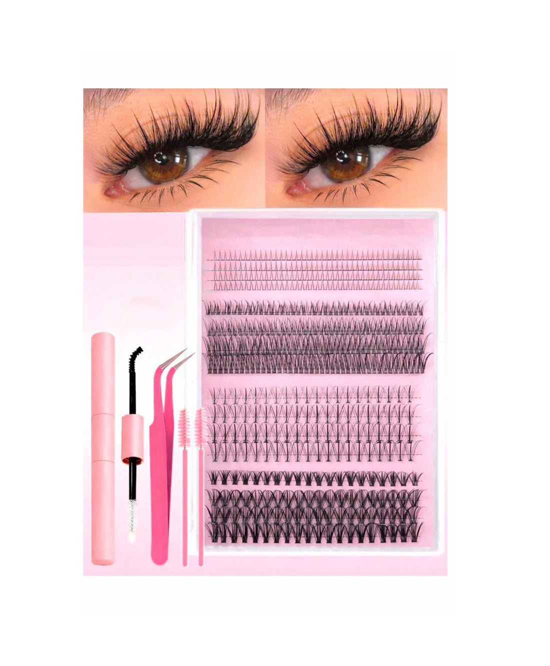 480pcs Individual False Eyelashes, Multiple Styles, Natural Look, 4 Designs Including Lower Lashes, Lightweight & Fluffy, 7D Pointed, 40D Cluster