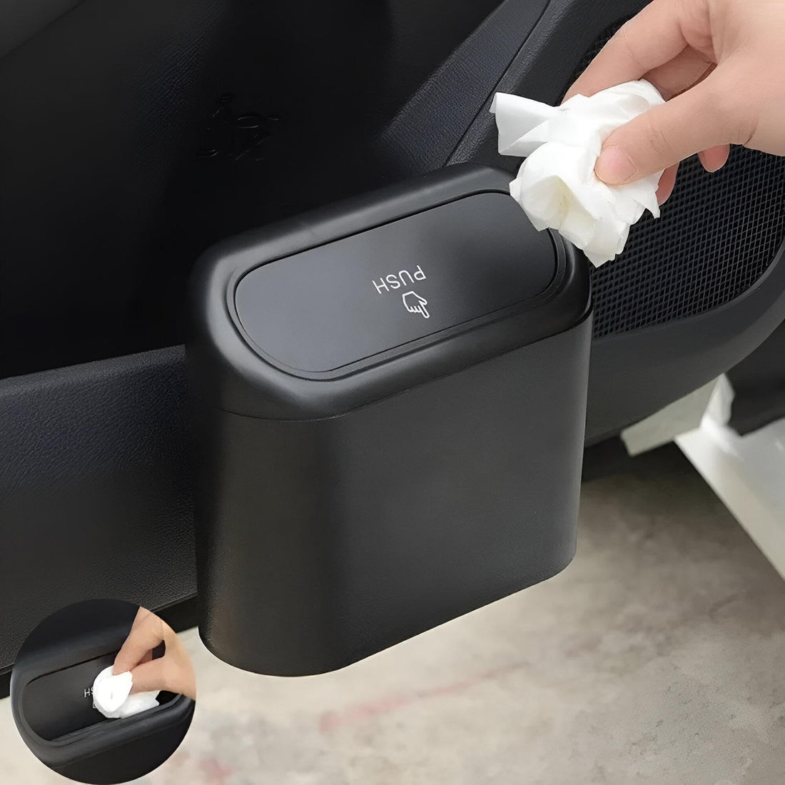 Car Trash Can - Creative Trash Can for Car, Office, Home with Easy Press Lid, Waterproof Plastic Trash Can 14cm Heavy Duty Hanging Anywhere Multipurpose 14cm