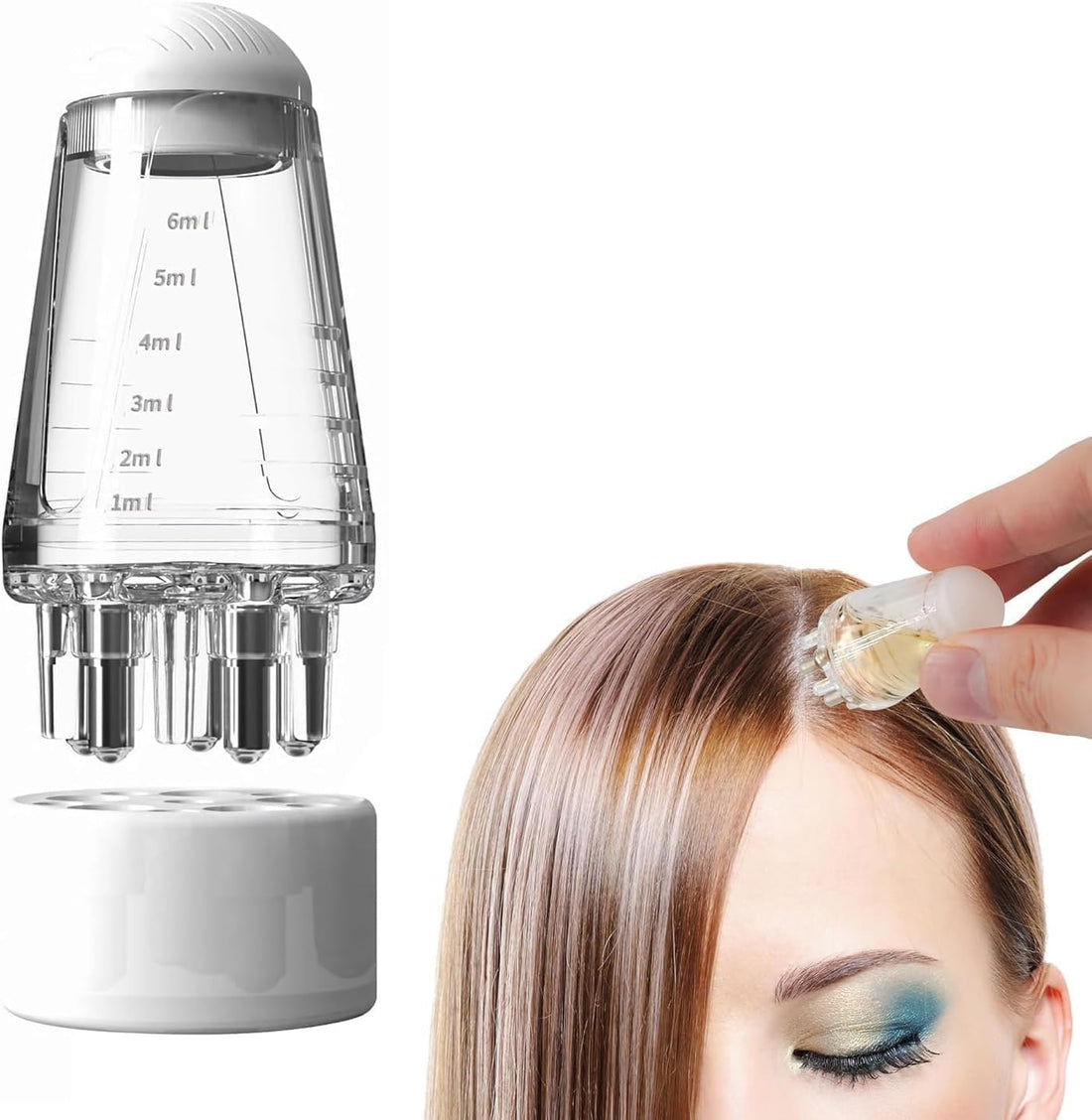 Glass Hair Oil Comb Scalp Massage Comb - 6ml Portable Diffuser Bottle with 5 Root Roller Balls, Complete Hair Growth Care Tool, Hair Loss Treatment and Stimulation for Essential Oils, Serum