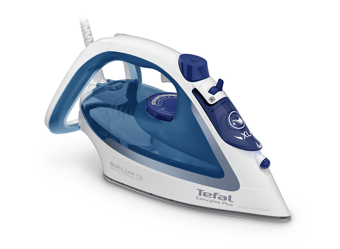 Tefal Easygliss Plus Steam Iron, 2700 Watt, Aqua Blue/White - FV5751E2