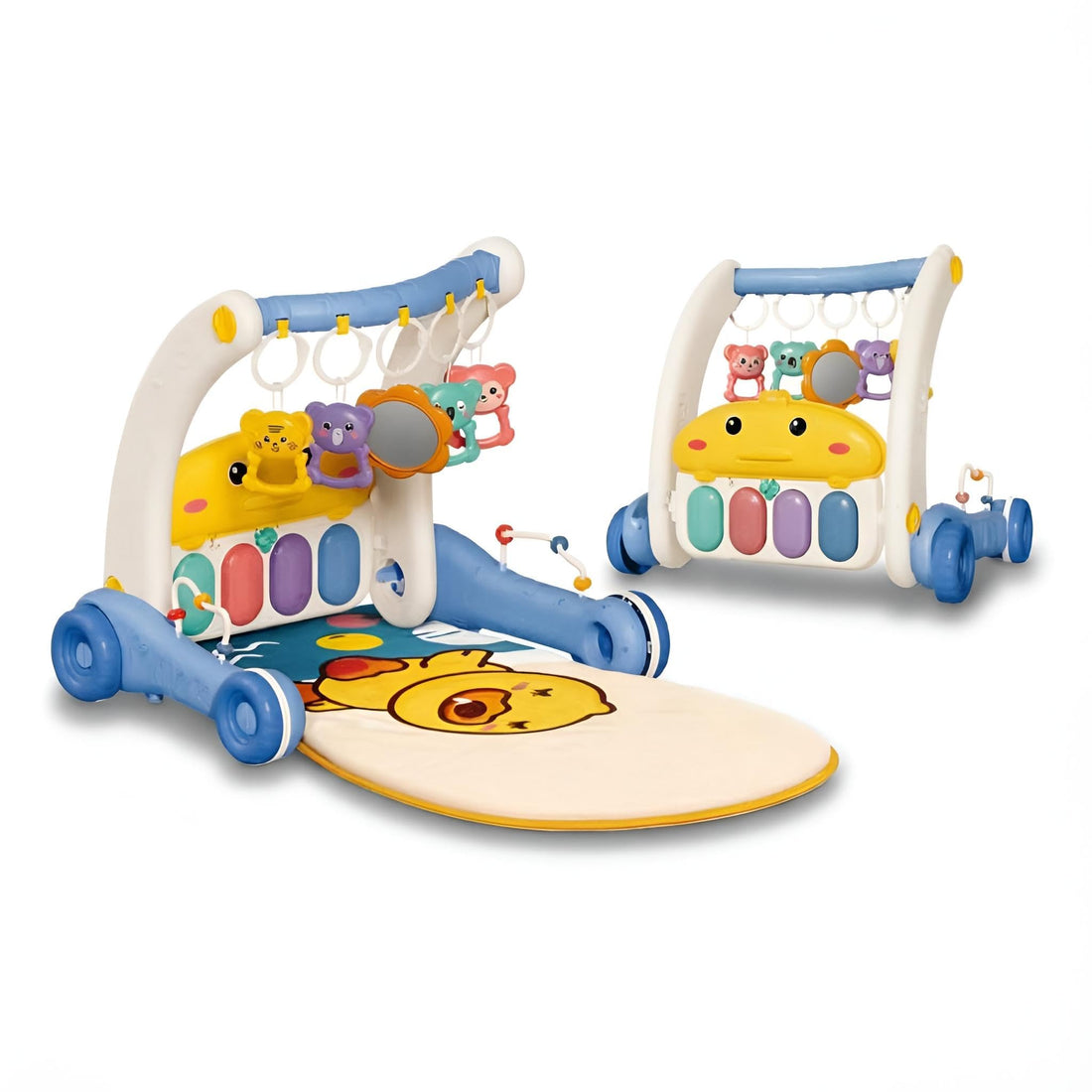 2-in-1 Piano Mat - Multi-Purpose Baby Walker with Play Mat Featuring Music and Games for Ages 0-18 Months, Perfect Helper for First Steps (Baby Walker, A)