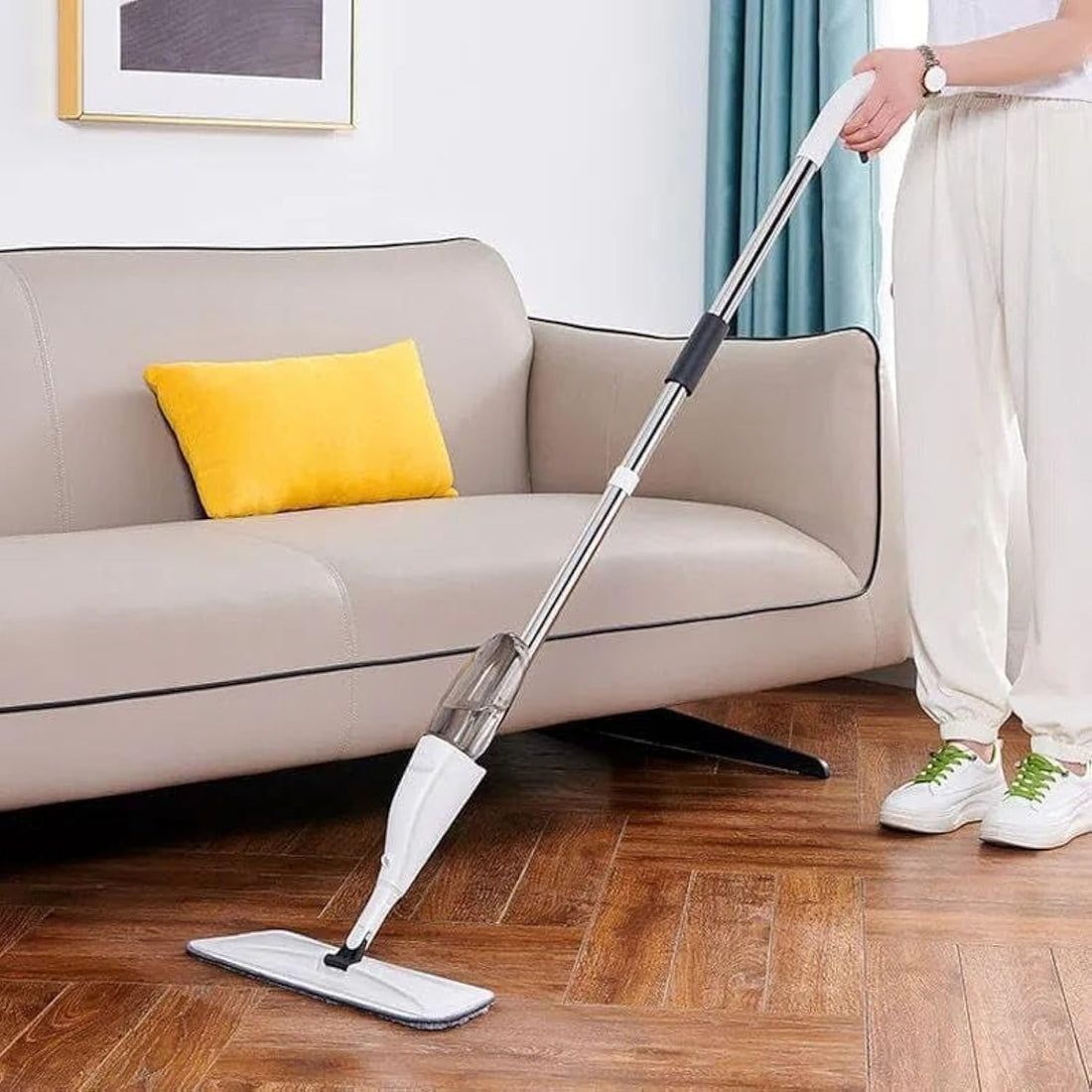 Smart Spray Parquet Mop with 2 Original Microfiber Replacement in Carton - 360° Rotating Floor Mop for Cleaning Stains and Surfaces with One Touch