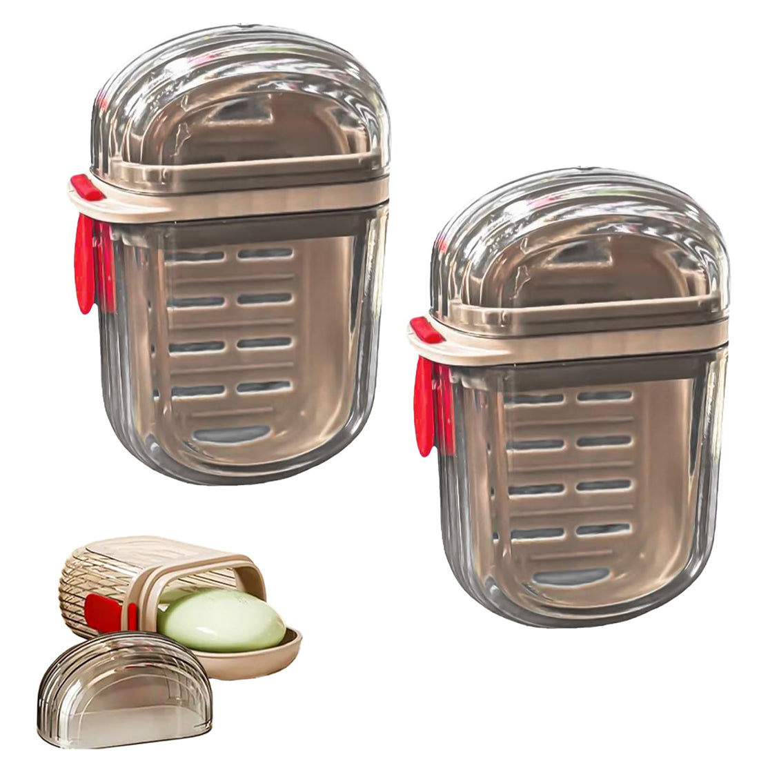 nalaina 2PCS Travel Soap Case, Portable Versatile Small Soap Case with Lid Can for Bathroomsshowers, Gyms, Efficient Drainage and Leak-Proof Seal Ensure Soap Stays Dry (Transparent)