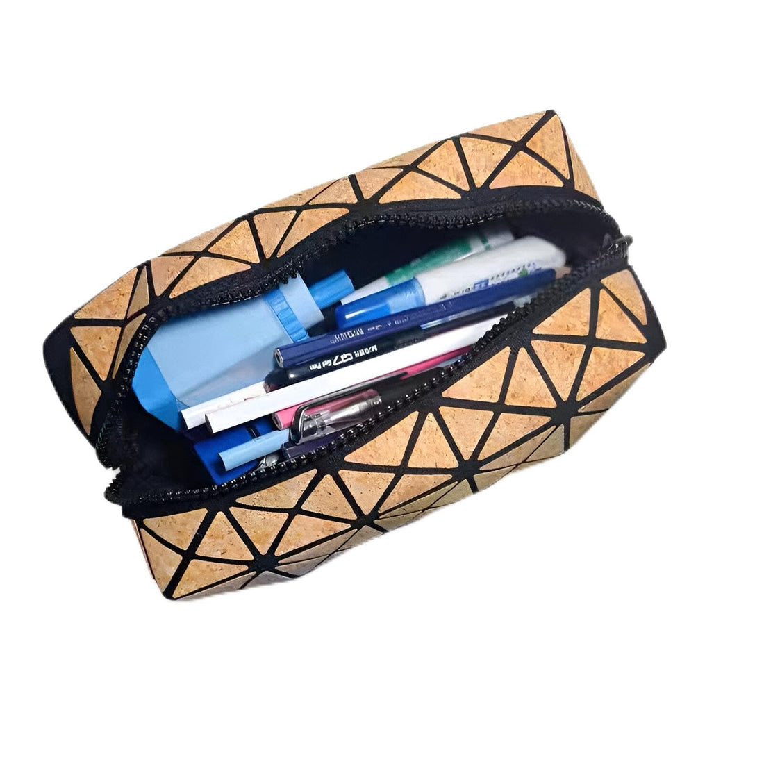Handy School Organizer - This spacious pencil case with a zipper combines style and functionality, designed with a modern geometric pattern to hold all your essential tools and accessories.