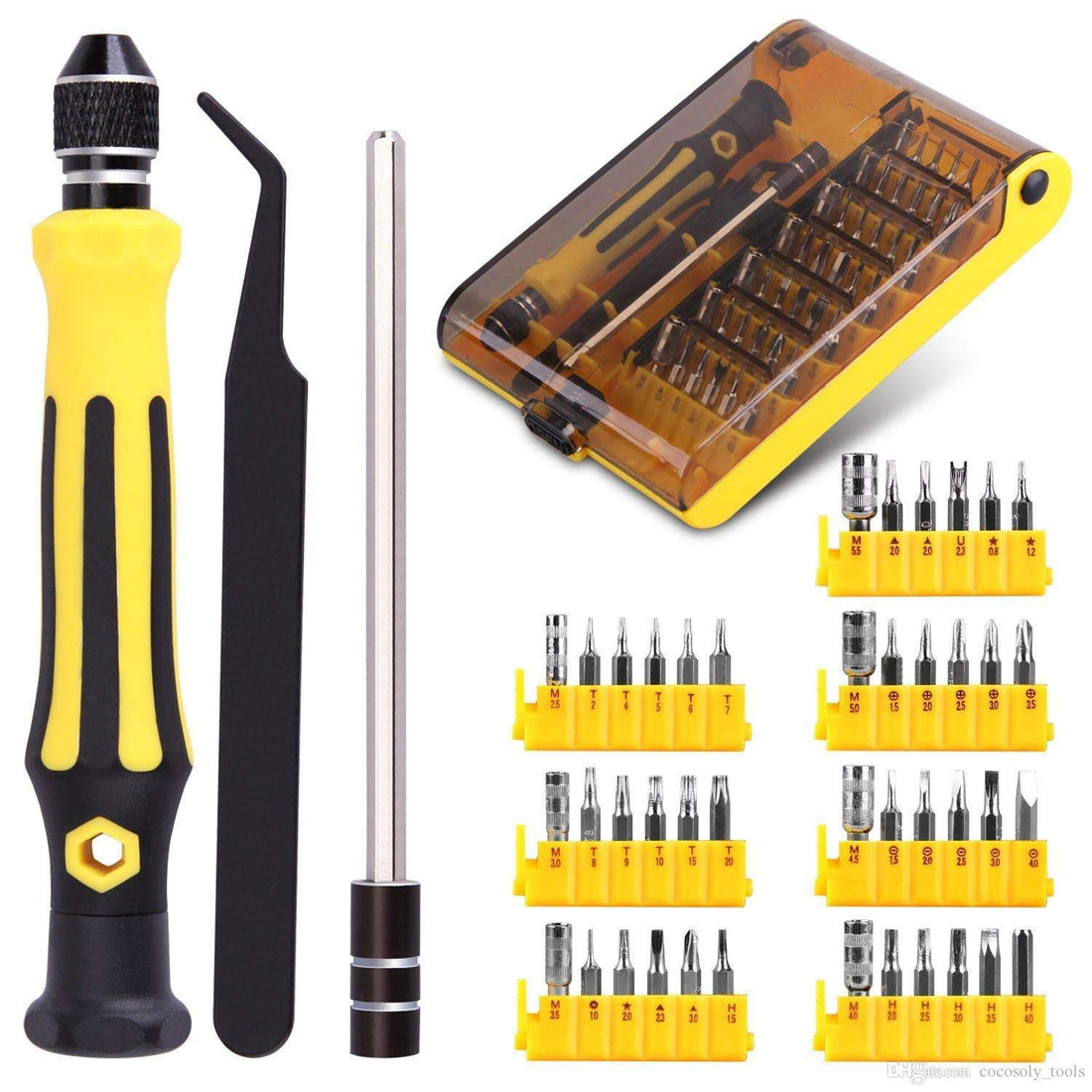 JACKLY 45 in 1 Professional Portable Opening Tool Compact Precision Screwdriver Kit Set With Tweezer & 130 MM Extension Shaft For Precise Repair Or Maintenance