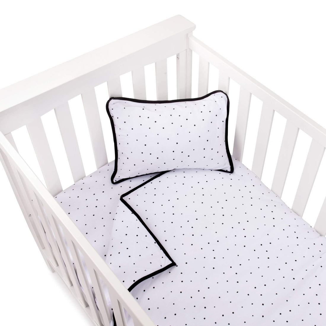Ely's & Co. Baby Crib Bedding Sets for Baby Girls and Baby Boys — 3 Piece Set Includes Crib Sheet, Quilted Blanket, and Baby Pillowcase — Black and White Dottie Design
