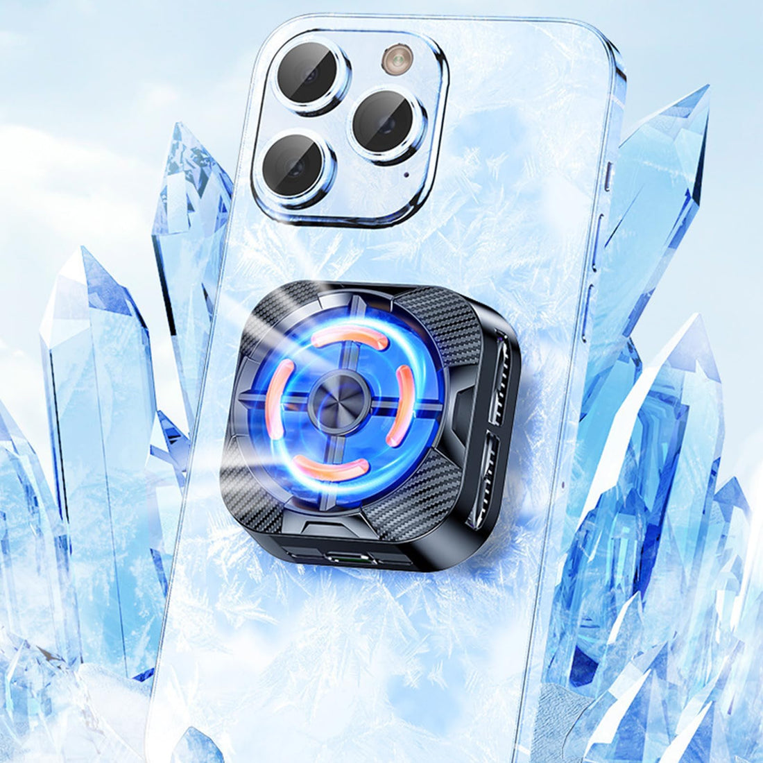 Upgraded Magnetic Cell Phone Cooler, RGB Phone Cooling Fan Portable Lightweight Mobile Phone Cooling Fan, Phone Radiator with Larger Cooling Area for Phone/Tablet/iPad (X79 Magnetic)