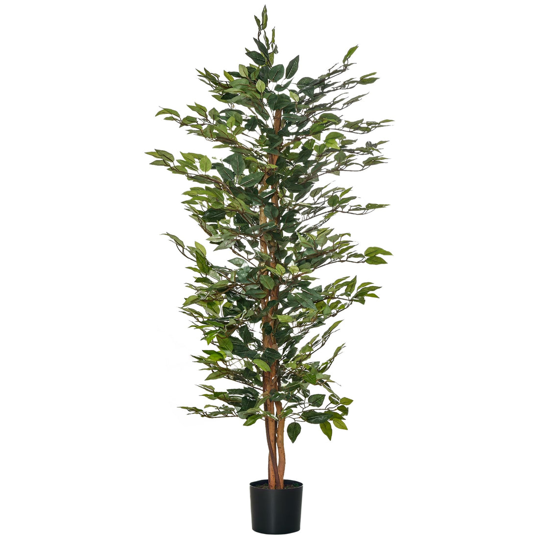 HOMCOM Artificial Tree Plant Ficus Height 1.5 m Trunk Branches Liana Lichen Leaves Large Realism Pot Included
