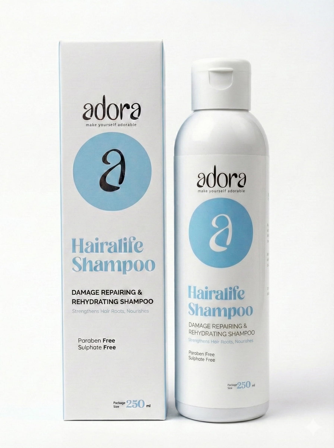 Adora Heralife Shampoo for Fall & Moisture for Stressed & Brittle Hair - Enriched with Caffeine & Rosemary, Sulfate & Silicone Free, 250ml