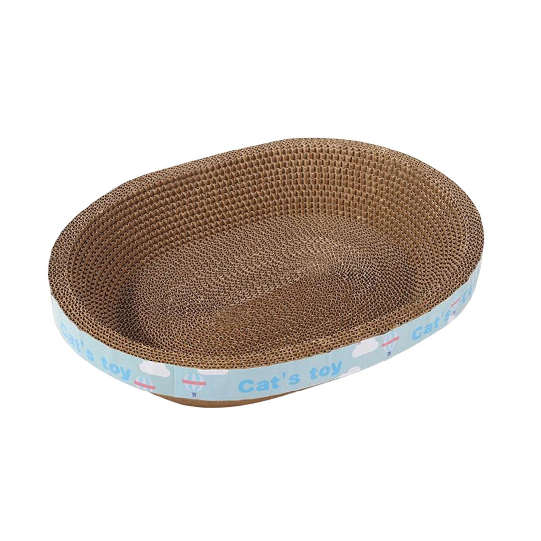 Baoblaze Oval Wavy Scratch Block Scratching Lounge Bed Recycling Board Training Toy Cat Scratcher Cardboard for Small Medium Large Cats 50cm x 38cm x 9cm