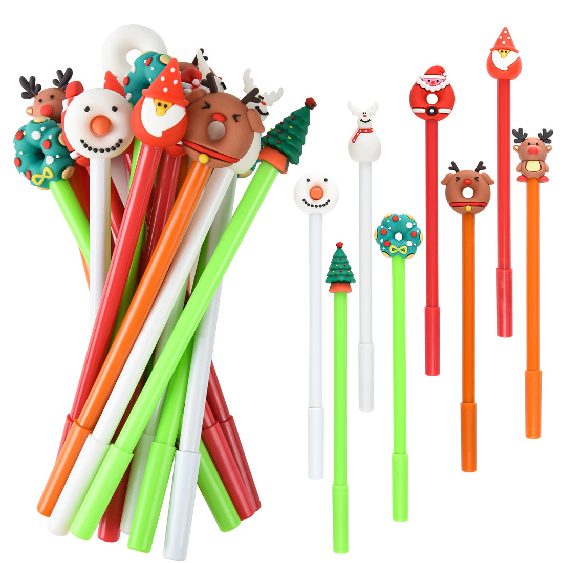Wonka 48 Pieces Christmas Gel Ink Pen Novelty Cartoon Christmas Rollerball Pens Xmas Tree Snowman Reindeer Santa Claus Shape Black Gel Ink Pens Christmas Series Pens for School Boys Girls Office Suppl