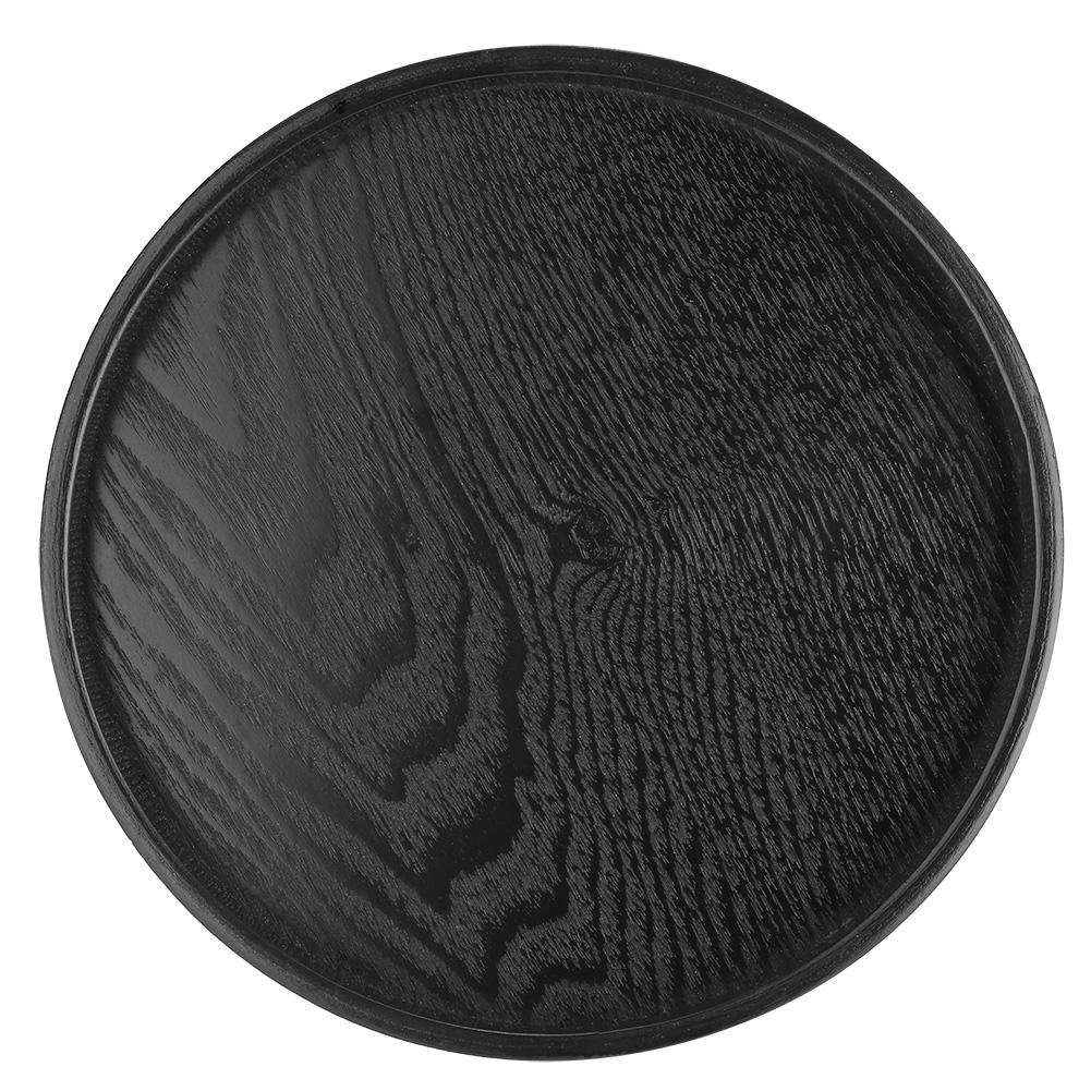 Aluprey Round Shape Solid Wood Tea Coffee Snack Food Meal Serving Plate Plate Restaurant Trays (27 cm)