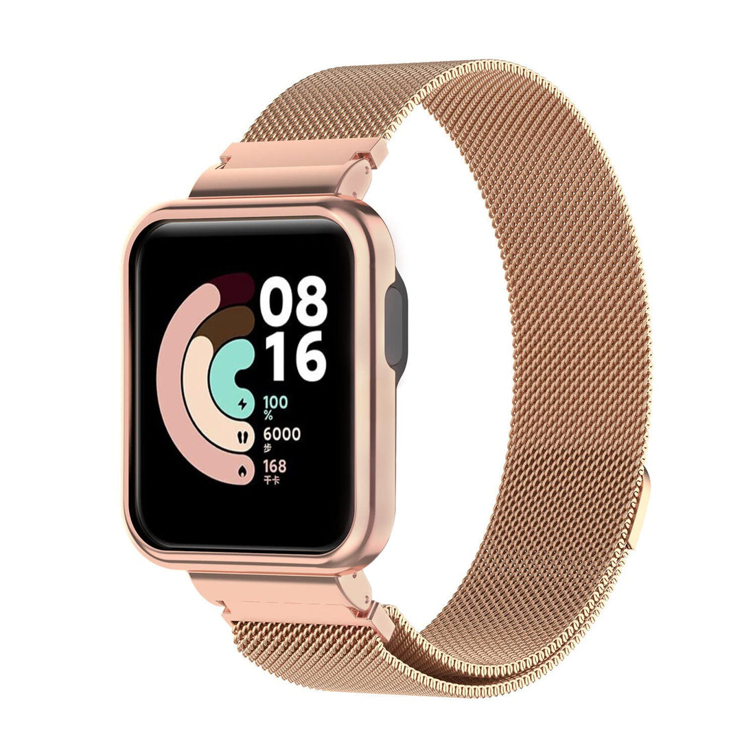2 in 1 Stainless Steel Watch Band with Cover for Xiaomi Mi Watch Lite/Redmi Watch (Rose Gold), Unisex