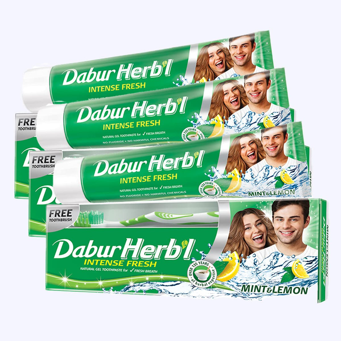 Dabur Herbal Green Gel, 150gm + Toothbrush (Pack Of 3)