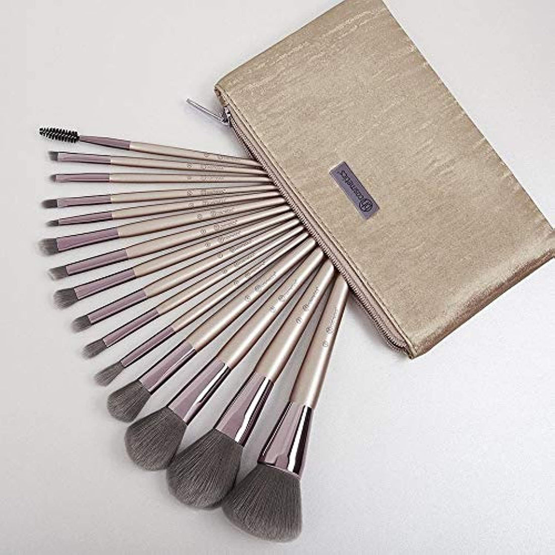 Lavish Elegance 15 Piece Brush Set With Cosmetic Bag By Bhcosmetics