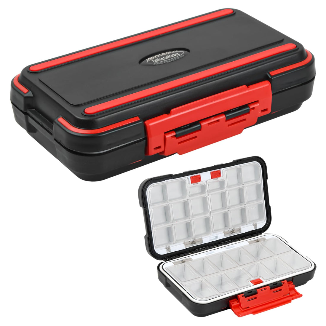 Tacklebox Bait Box Waterproof Fishing Accessories Boxes Hooks Bait Container 30 Compartments Multifunctional Tool Box Parts Box Storage Box Fishing Supplies (Black)