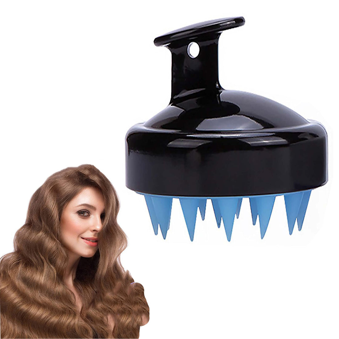 KASTWAVE Hair Scalp Massager Shampoo Brush, Soft Silicone Head Scrubber, Extra Long Brush Hair Dry and Wet Scalp Dandruff Shower Brush, Shampoo Massager Brush Scalp and Rejuvenating Black