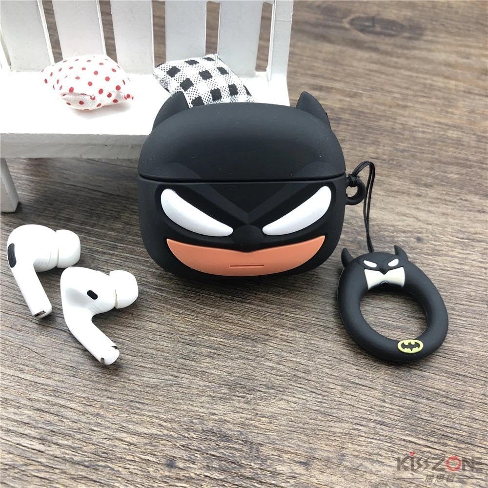 Fekra store AirPods Pro 2 Case Soft Silicone Shockproof Cover for Apple Airpods Pro 2nd, New 3D Cute Cartoon Creative Fun Case with Keychain Design For Airpods Pro 2nd (batmn)