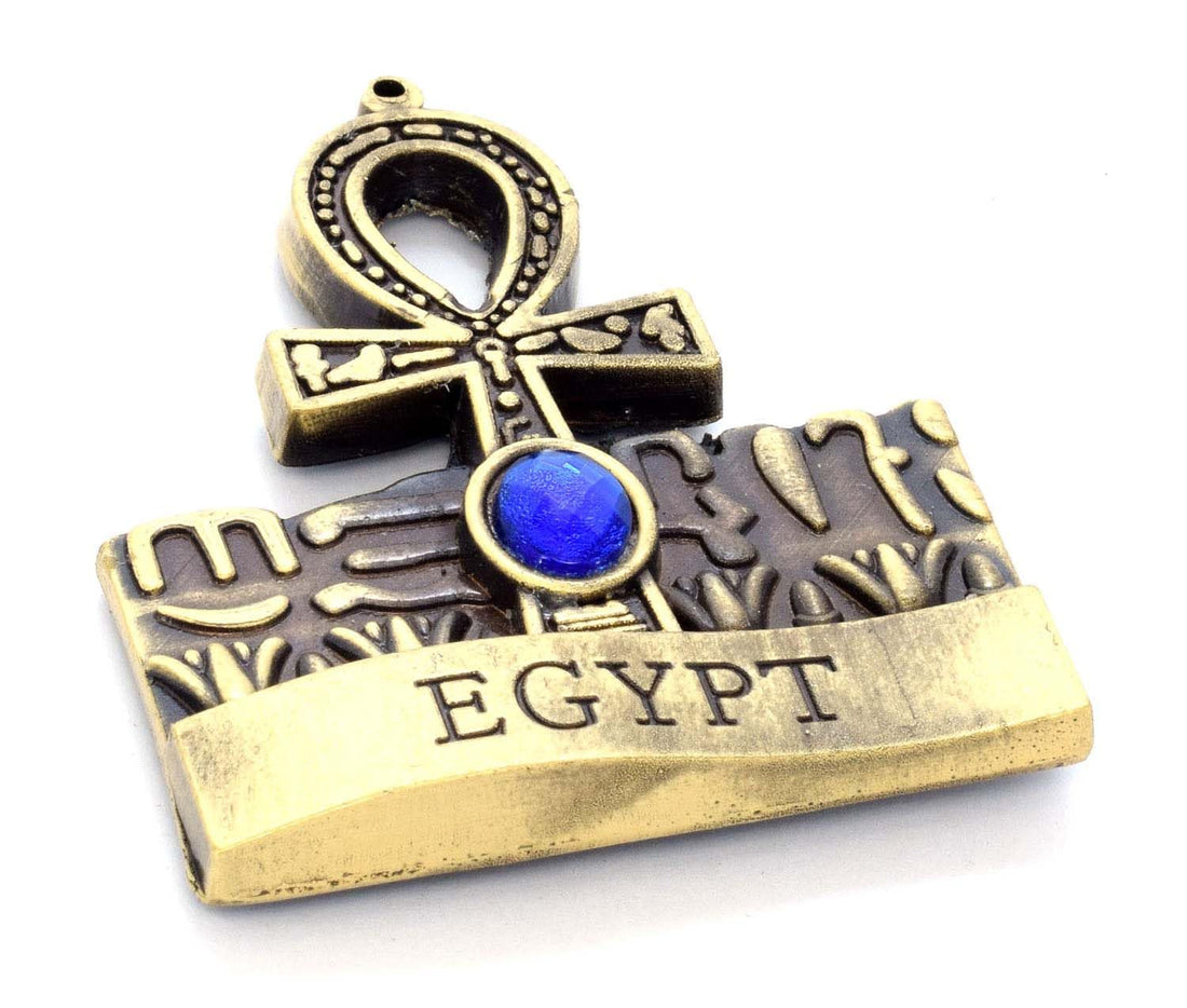 Immatgar Pharaonic Fridge Magnet - Egyptian Souvenir Ancient Egypt Ornament - from Metal (ankh kry - Burnt Yellow)